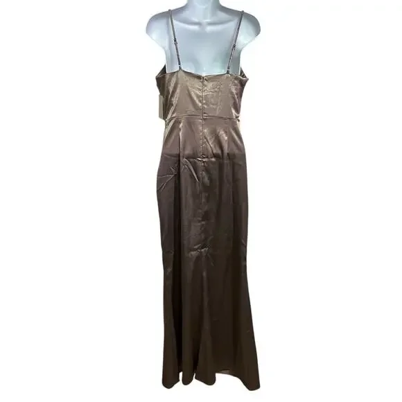 NWT! Birdy Grey Lydia Shiny Satin Bridesmaid Dress In Mocha Womens Size S NWT! Birdy Grey Lydia Shiny Satin Bridesmaid Dress In Mocha Womens Size S